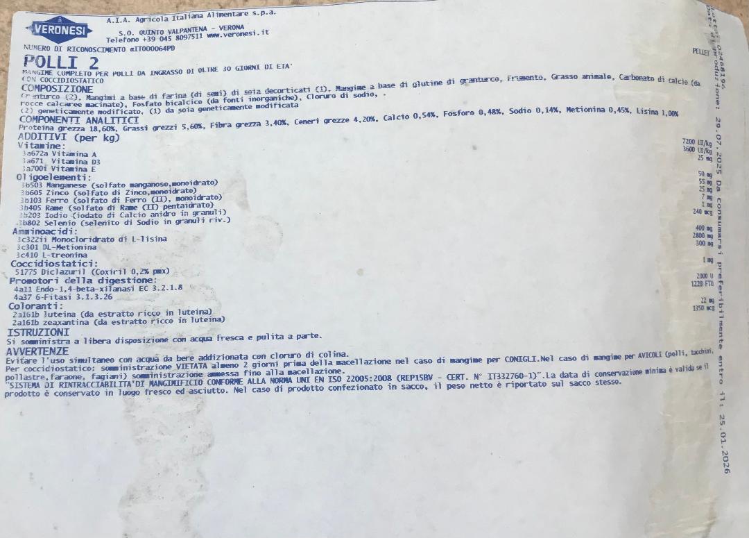 VERONESI POLLI 2 MANGIME COMPLETO KG 25 - ALFAPIUshop