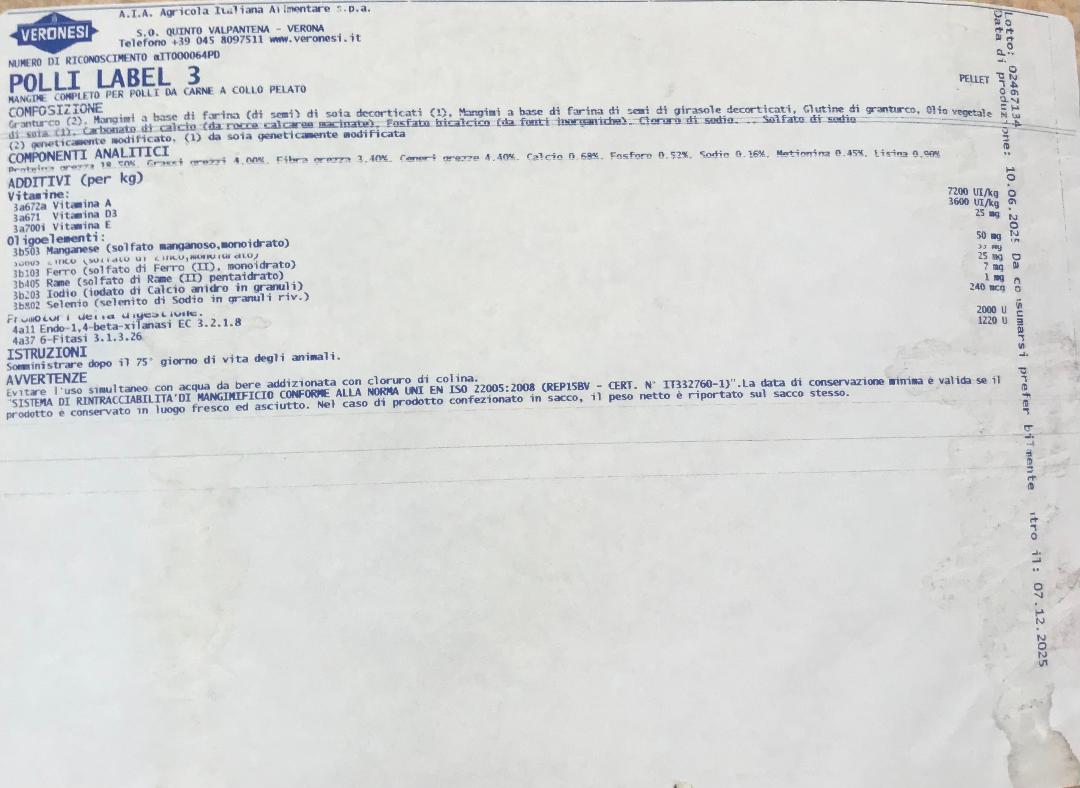 VERONESI MANGIME COMPLETO POLLI LABEL 3 KG 25 - ALFAPIUshop